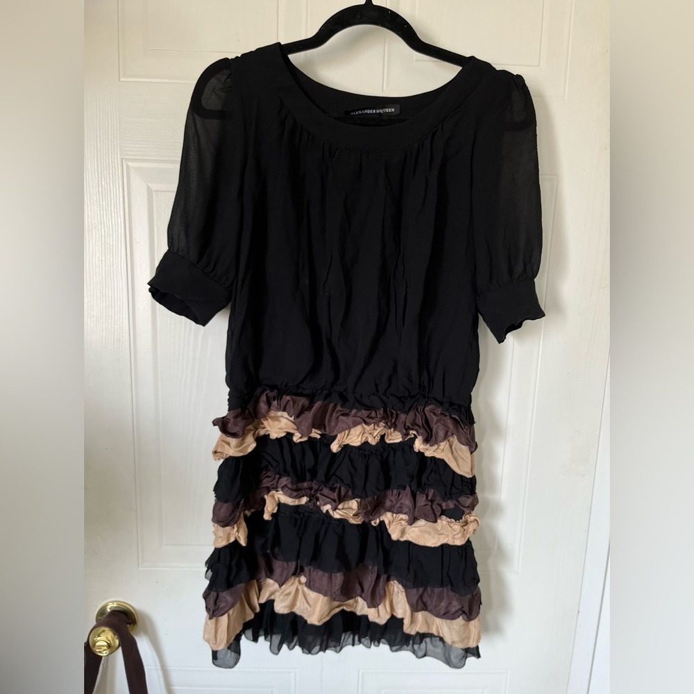 Alexander McQueen Silk ruffle tiered dress